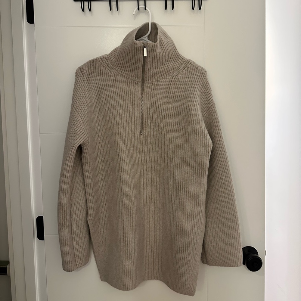 Long Zip Up Sweater (Taupe) Size XS WORN ONCE